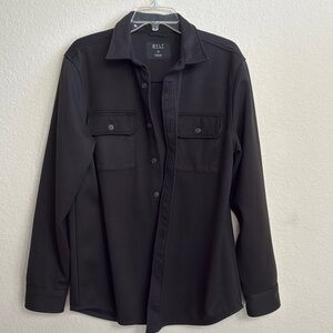 BYLT Premium Basics Heather black Thermal Weave Button Down Shirt SZ M
